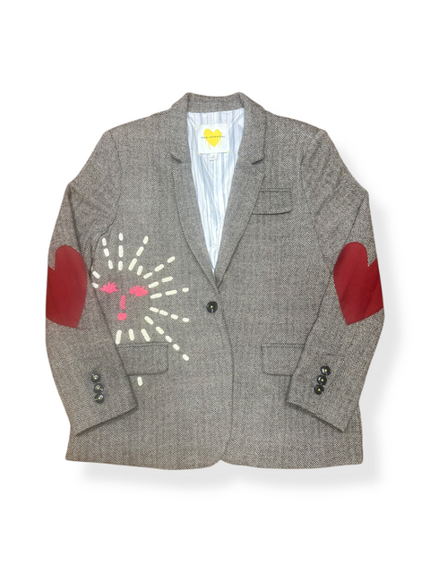 Designer Kerri Rosenthal Embroidered Tweed + Heart Elbow Patch Blazer (S)