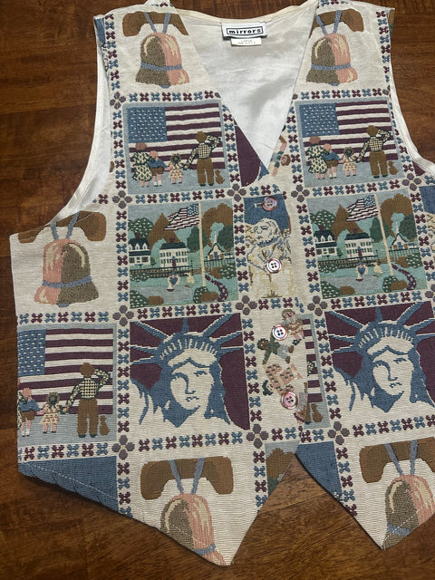 Vintage 90s Americana Tapestry Vest (XS/S)