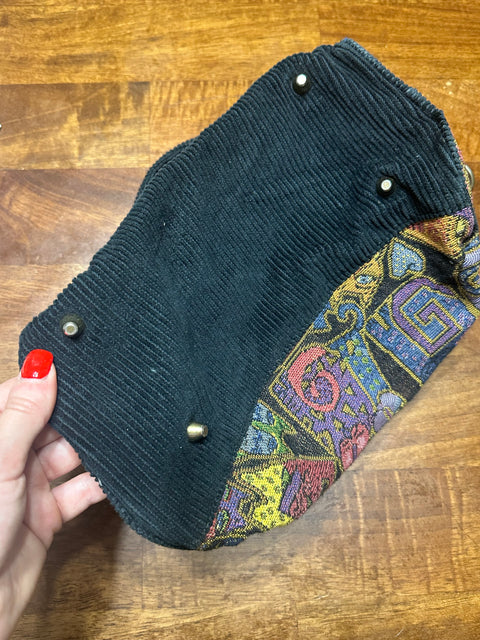 Vintage 90s Laurel Burch  Whimsical Multicolor Cat Tapestry Bag