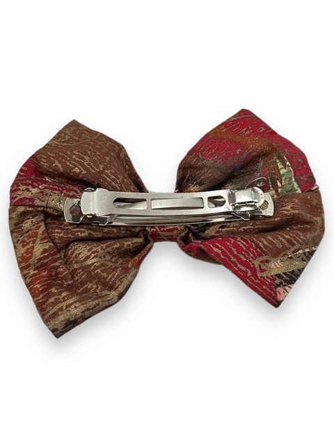 Vintage 80s Neutral Earth Tone Hair Bow Clip