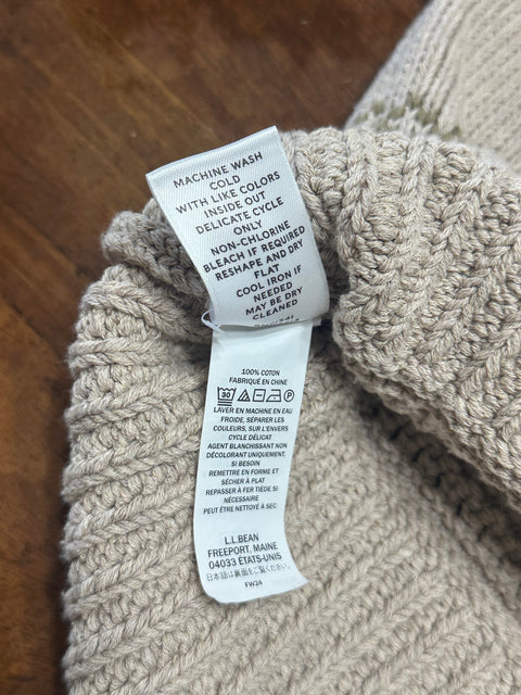 Vintage 90s LL Bean Cream Floral Nordic Chunky Knit Cardigan (M/L)