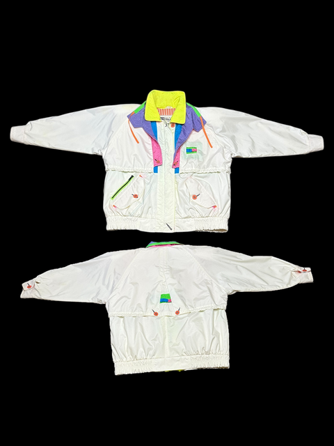 Vintage 80s/90s Retro Neon Colorblock Windbreaker Jacket (M)