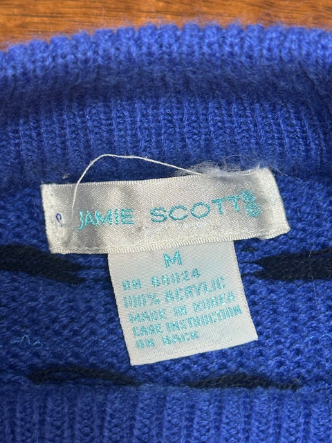 Vintage 80s/90s Royal Blue Animal Wilderness Scenes Sweater (M)
