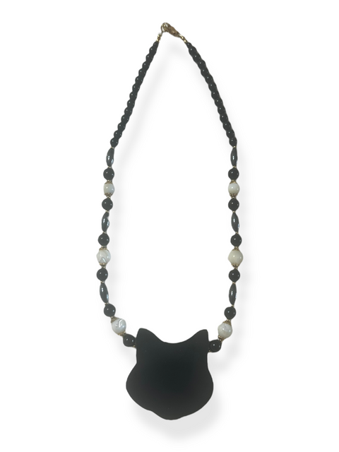 Lee Sands Mother of Pearl Cat Pendant Necklace