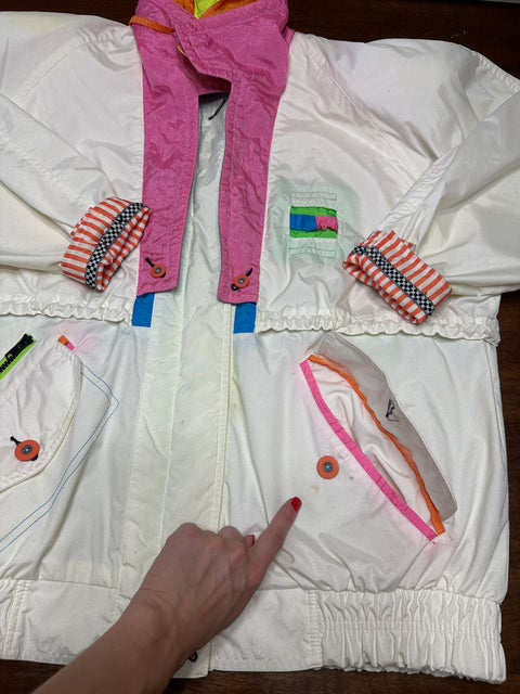 Vintage 80s/90s Retro Neon Colorblock Windbreaker Jacket (M)