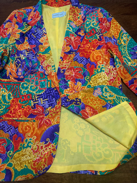 Vintage 80s Howard Wolf Orange Abstract Blazer (~M)
