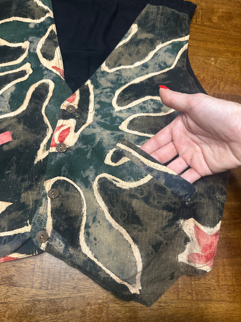 Vintage Neutral Abstract Dyed Art Vest (S/M)
