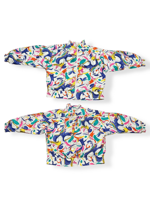 Vintage 80s/90s Lavon Retro Multicolor Scribble Pattern Windbreaker (~XL)