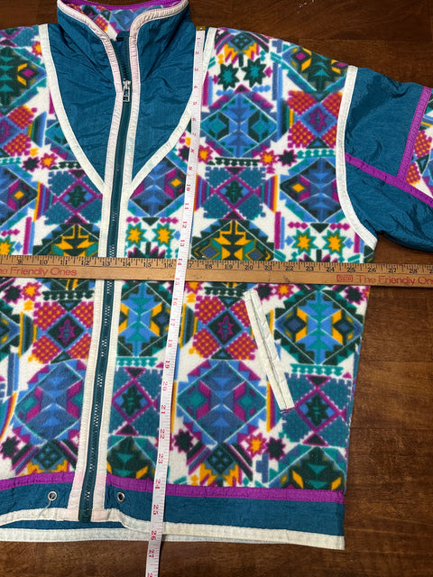 Vintage 90s East West Fleece Patterned Windbreaker Jacket (M/L+)