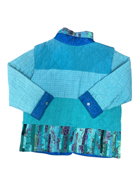 Vintage Teal Boho Reversible Quilted Jacket AND Vest! (L/XL)