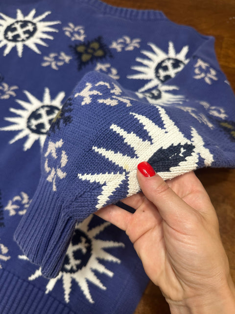 Vintage 90s Blue Starburst Knit Sweater (M/L)