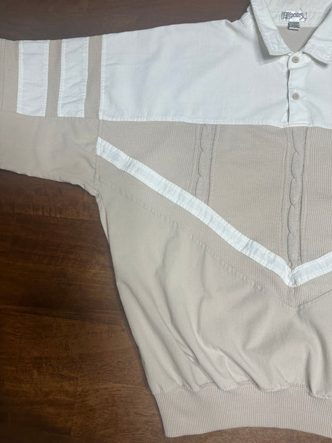 Vintage 90s Tan Cable Knit Pullover Dad Shirt (L/XL)