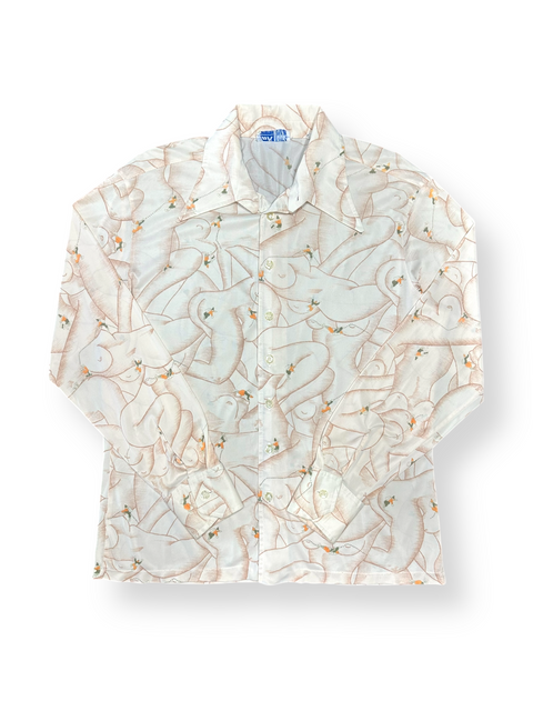 Vintage 70s 'Nude Lady' Novelty Print Button Up Shirt (M/L)