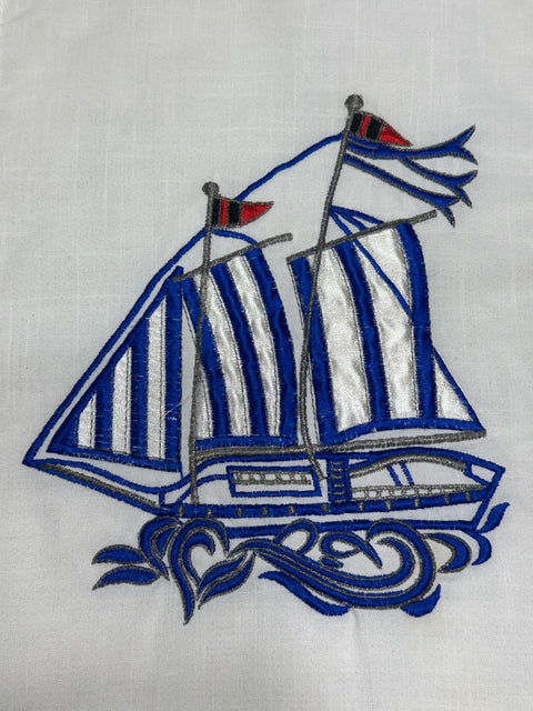 Vintage 80s Nautical Sailboat Knit Pullover Sweater (S)