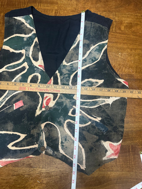Vintage Neutral Abstract Dyed Art Vest (S/M)