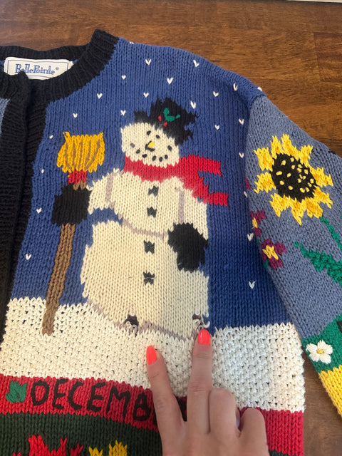 Vintage 90s Festive 'Months of the Year' Knit Cardigan (M/L)