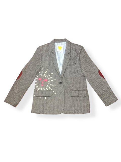 Designer Kerri Rosenthal Embroidered Tweed + Heart Elbow Patch Blazer (S)