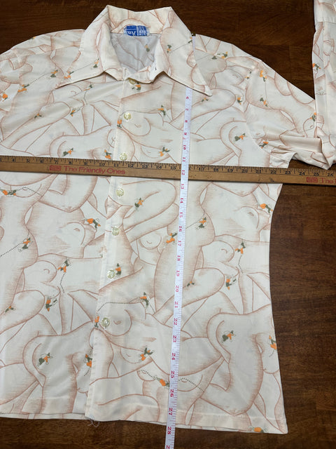 Vintage 70s 'Nude Lady' Novelty Print Button Up Shirt (M/L)