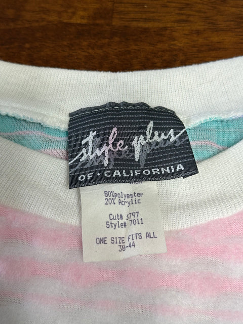 Vintage 80s Textured Pastel Cotton Candy Sweatshirt (XL/2X)