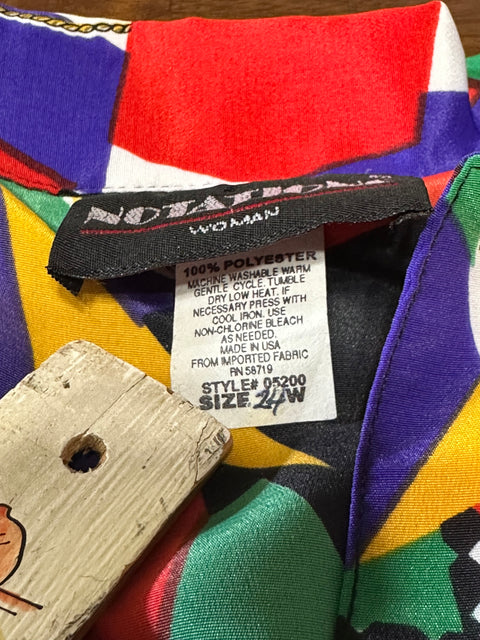 Vintage 80s Rainbow Novelty Patterned Button-Up Blouse ('24W')