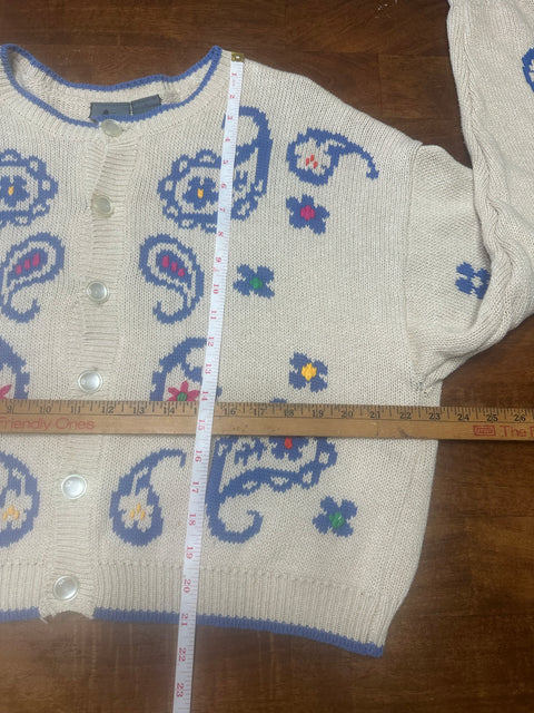 Vintage 90s Multicolor Paisley Knit Cardigan (~M)