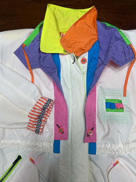 Vintage 80s/90s Retro Neon Colorblock Windbreaker Jacket (M)