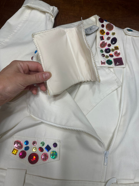 Vintage 80s 'Et Al' Rainbow Gem Statement Jacket (S/M)