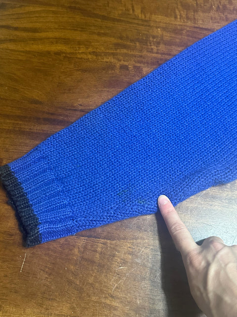 Vintage 90s Blue Knit Rainbow Circles Sweater (M)