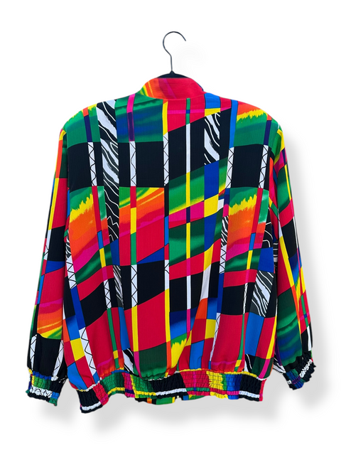 Vintage Drapers & Damons Rainbow Abstract Patterned Windbreaker Jacket ('L')