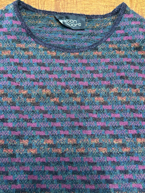 Vintage Teal/Purple Checkered Open-Sided Sweater Vest (S)