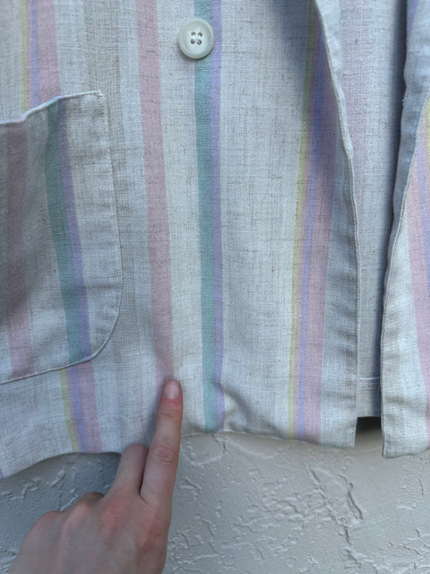 Vintage 80s Cream Pastel Striped Blazer (S/M)