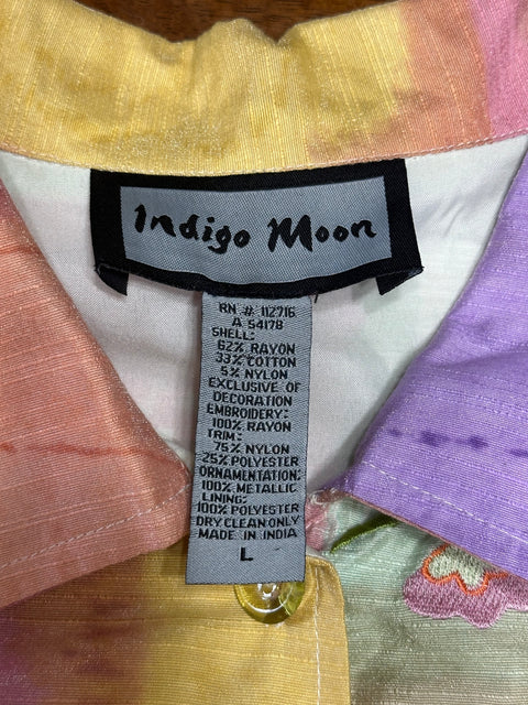 Vintage Multicolor Embroidered 'Water Color' Boho Art Jacket (M/L)