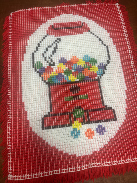 Vintage Gumball Machine Latch Hook Wall Art