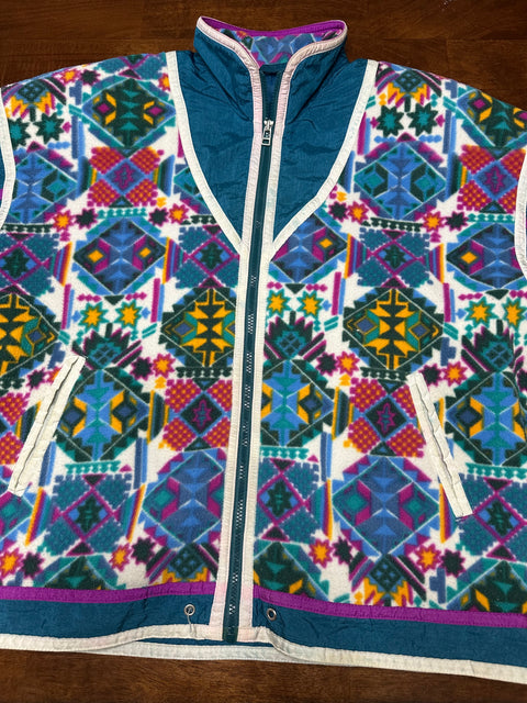 Vintage 90s East West Fleece Patterned Windbreaker Jacket (M/L+)