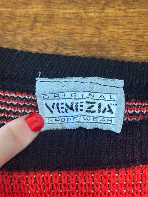 Vintage 80s Red Black Tiger Statement Sweater (L/XL)