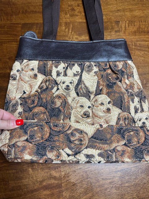 Vintage Tapestry Puppy Dog Shoulder Bag