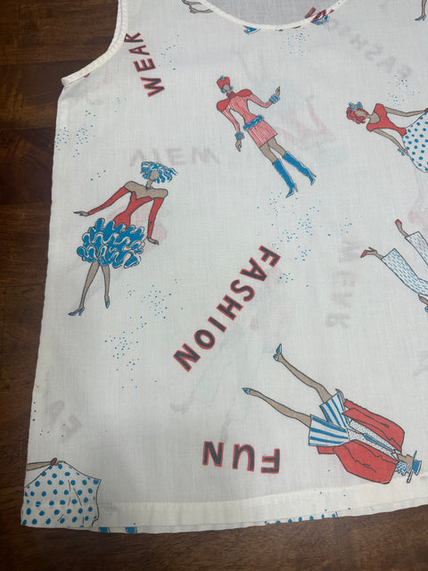 Vintage 80s Novelty 'Fashion' Graphic Print Tank (S)