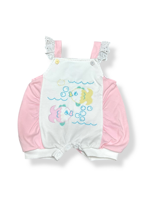 Vintage 90s Pink Embroidered Fish Onesie (6/9 Months)