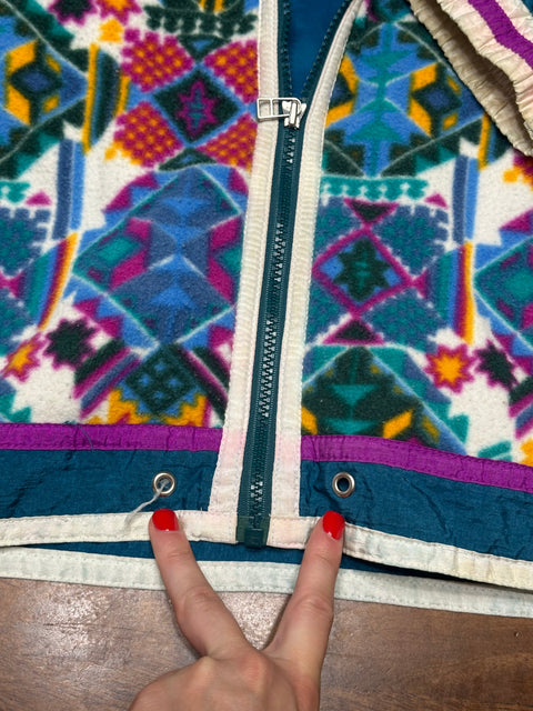 Vintage 90s East West Fleece Patterned Windbreaker Jacket (M/L+)