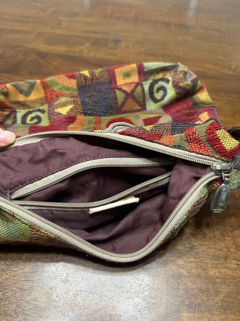 Vintage 90s Rainbow Geometric Carpet Tapestry Purse