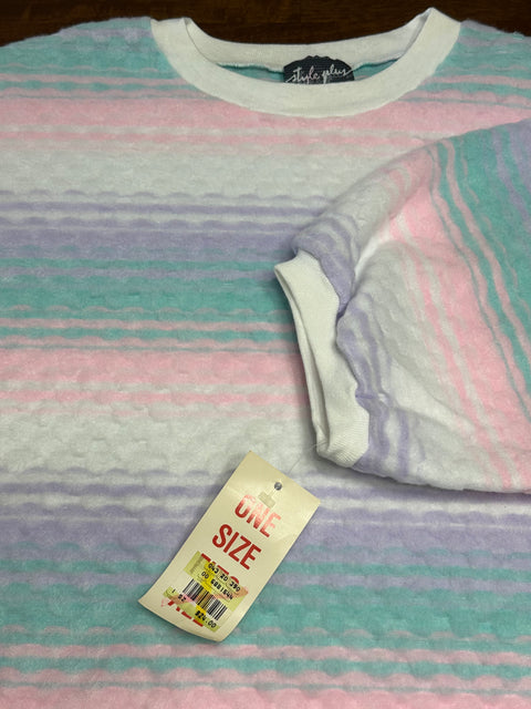 Vintage 80s Textured Pastel Cotton Candy Sweatshirt (XL/2X)