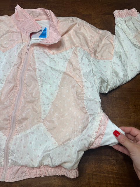 Vintage 80s Pink Pastel Polka Dot Patchwork Windbreaker (L)