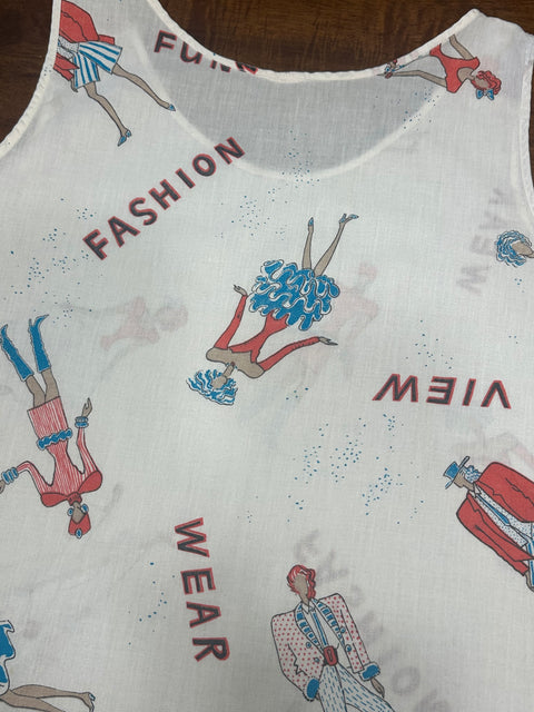 Vintage 80s Novelty 'Fashion' Graphic Print Tank (S)