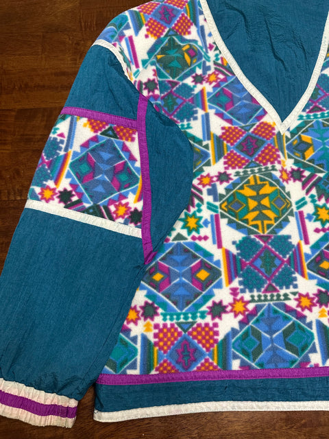 Vintage 90s East West Fleece Patterned Windbreaker Jacket (M/L+)