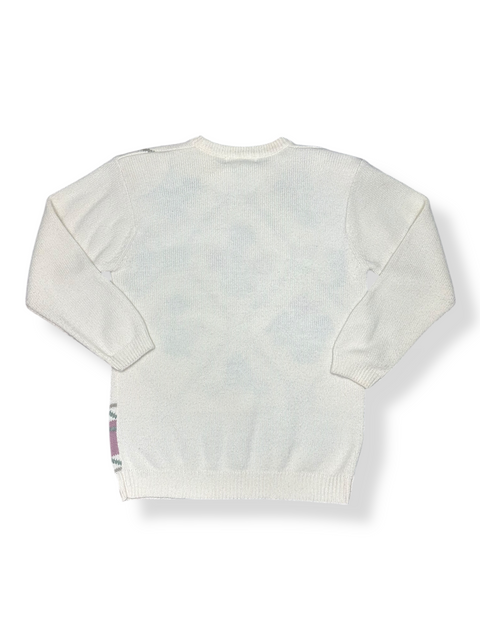 Vintage 90s Pastel Floral Knit Grandma Sweater (M)