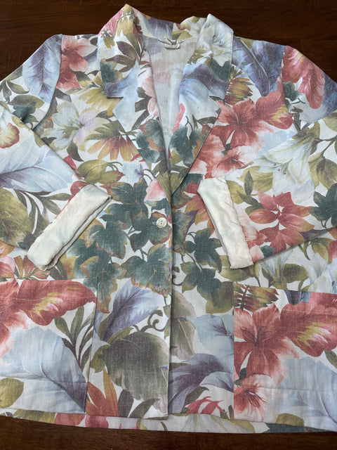 Vintage 80s Tropical Floral Blazer (~M)