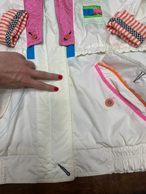 Vintage 80s/90s Retro Neon Colorblock Windbreaker Jacket (M)