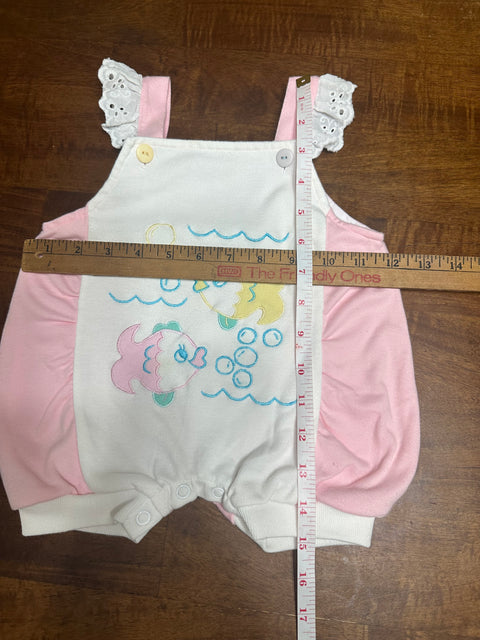 Vintage 90s Pink Embroidered Fish Onesie (6/9 Months)