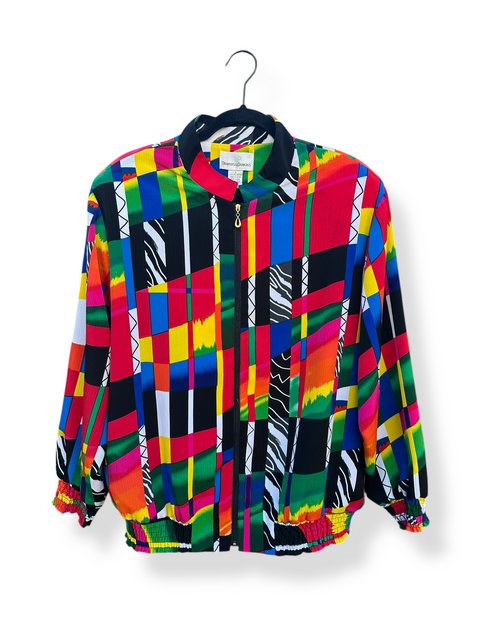 Vintage Drapers & Damons Rainbow Abstract Patterned Windbreaker Jacket ('L')