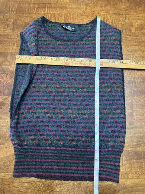 Vintage Teal/Purple Checkered Open-Sided Sweater Vest (S)